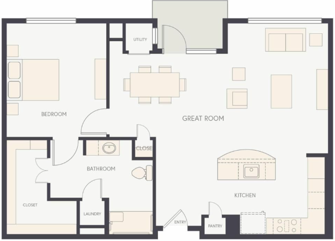One Bedroom Deluxe C floor plan